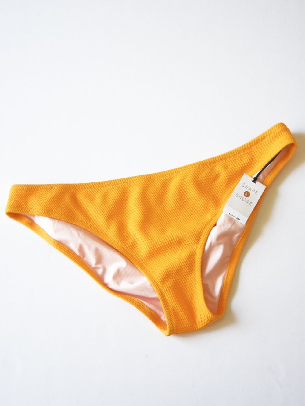 NWT Shade & Shore Sun Coast Sunflower Yellow Textured Pucker Bikini Bottom XL